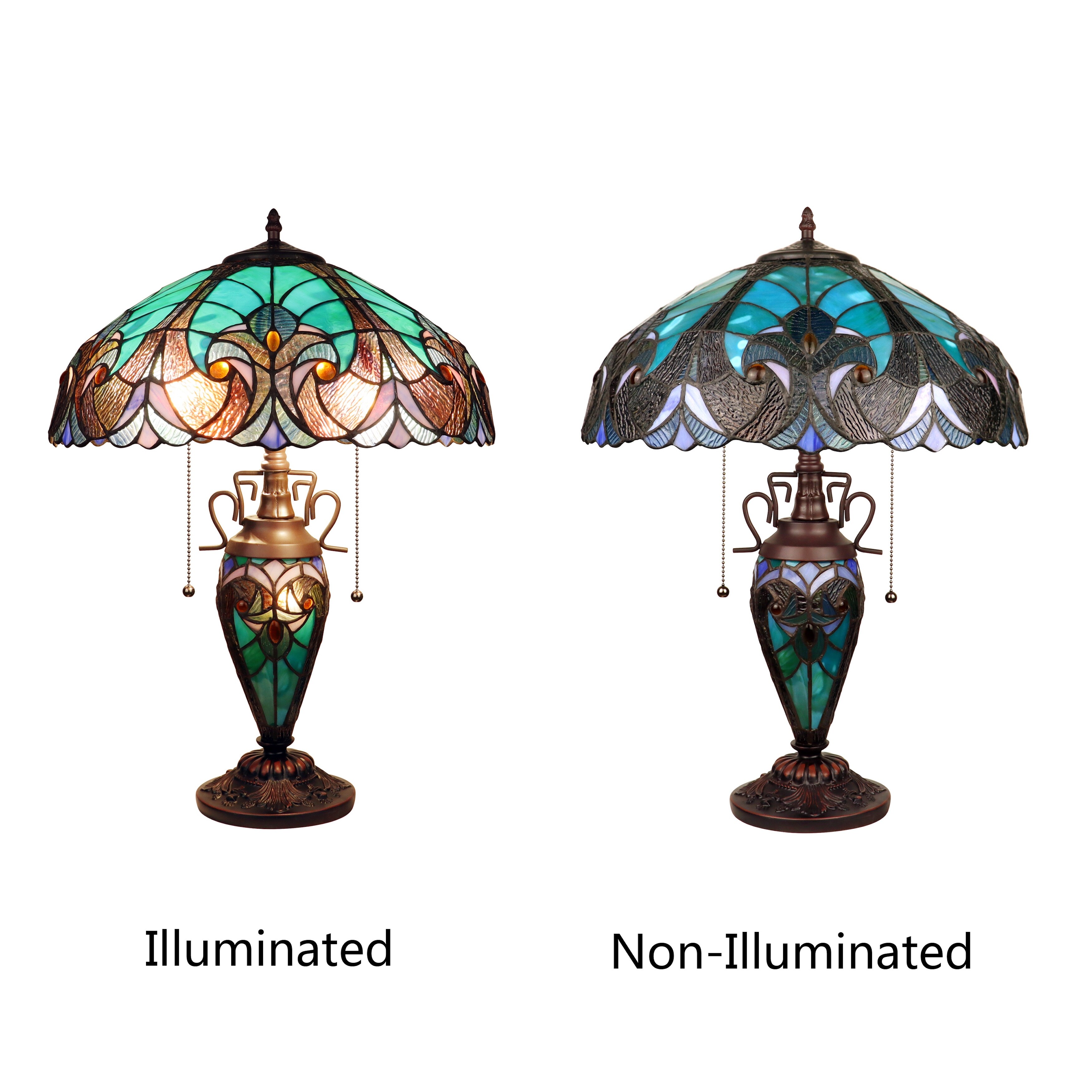 Tiffany Style Victorian Design 2+1-light Antique Dark Bronze Table
